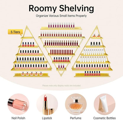 6PCS Nail Polish Racks, 5 Tiers Heart-Shaped Cosmetic Display Racks, Triangular - Image 2