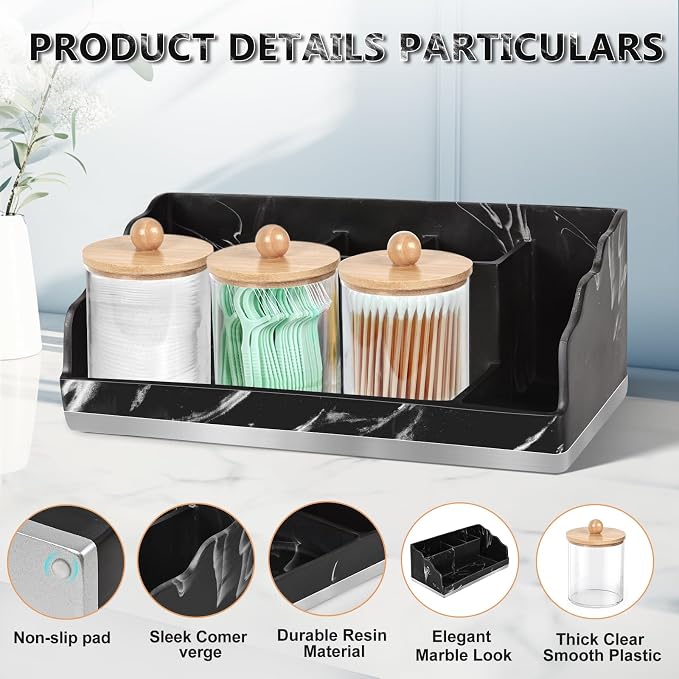 Marble Bathroom Countertop Organizer, Toothbrush Holders - Image 5