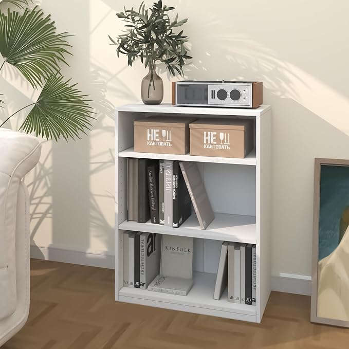 3-Tier Bookcase, 71 Inches, Wooden Open Display Floor Bookshelf - Image 9