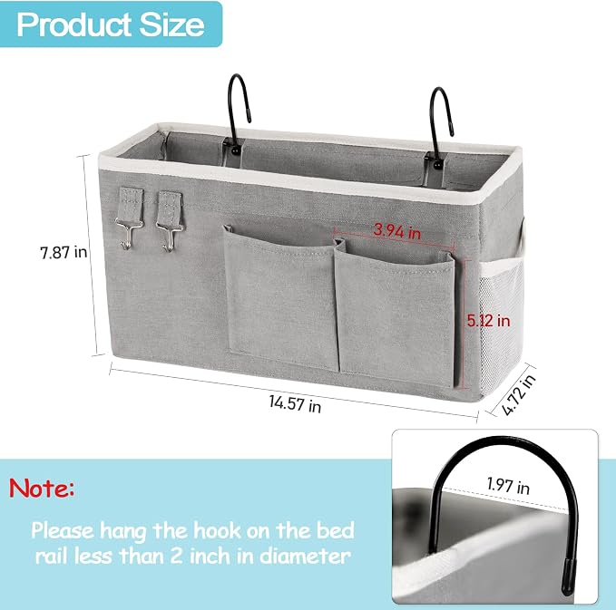 Loghot Bedside Caddy/Bedside Storage Bag Hanging Organizer - Image 4