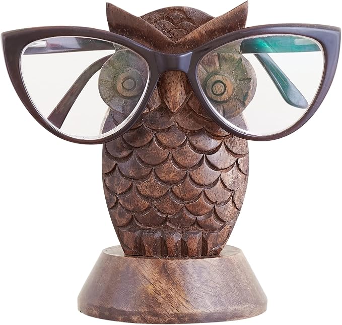 Stocking Stuffers Wooden Owl Glasses Holder Night Stand Reading Eyeglass by EximiousIndia