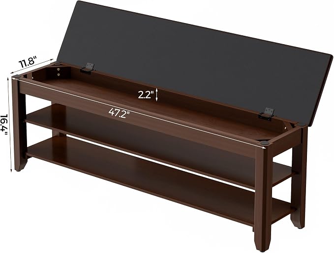 Homleke 2-Tier Solid Wood Shoe Rack Bench - Image 2