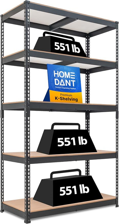 HOMEDANT 5-Tier Laminated Boltless Heavy Duty Metal Shelving Unit Adjustable by TheBestOrganizingSolution