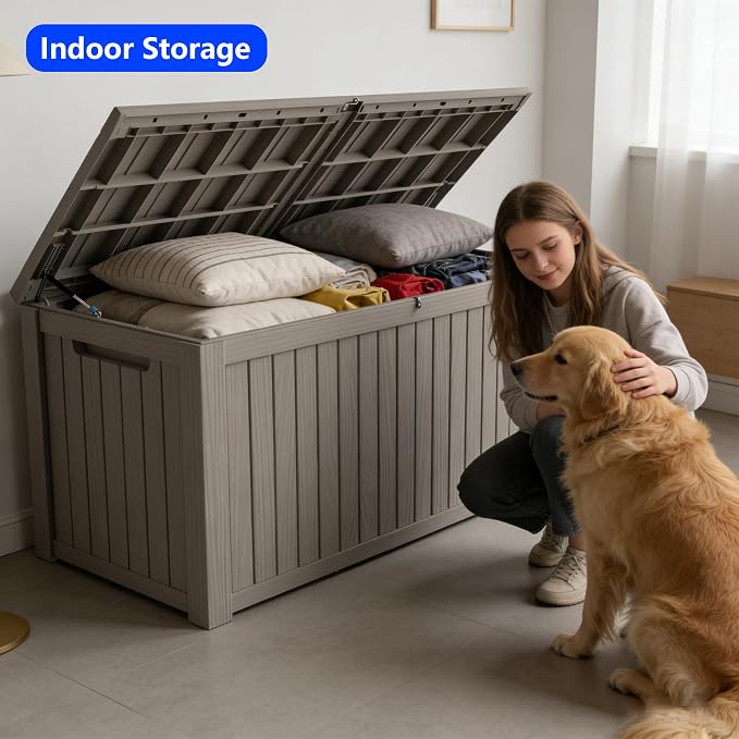 200 Gallon Outdoor Storage Box Resin Deck Box All Weather Waterproof Large - Image 2
