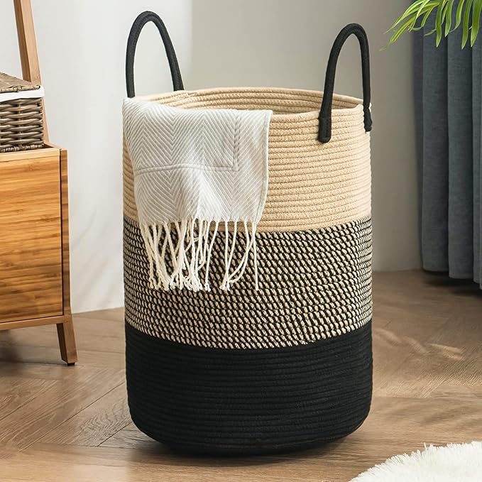 YOUDENOVA Woven Rope Laundry Hamper Basket, 72L Tall Luandry Basket, Baby by YOUDENOVA