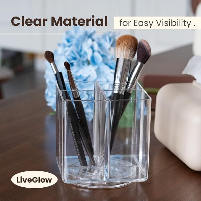 Clear Makeup Brush Holder, Acrylic Rotating 360°Makeup Brush Organizer - Image 7