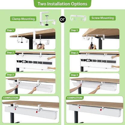 KEEGH Extra Large 48" Under Desk Cable Management Tray - Image 6
