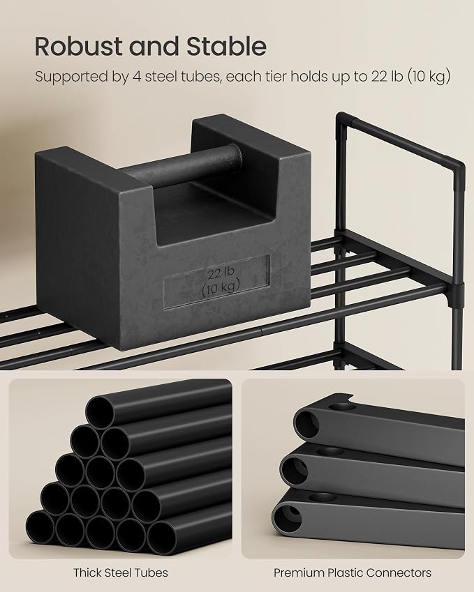 SONGMICS Shoe Rack, 4-Tier Shoe Organizer, Metal Storage Shelf, Upright or - Image 7