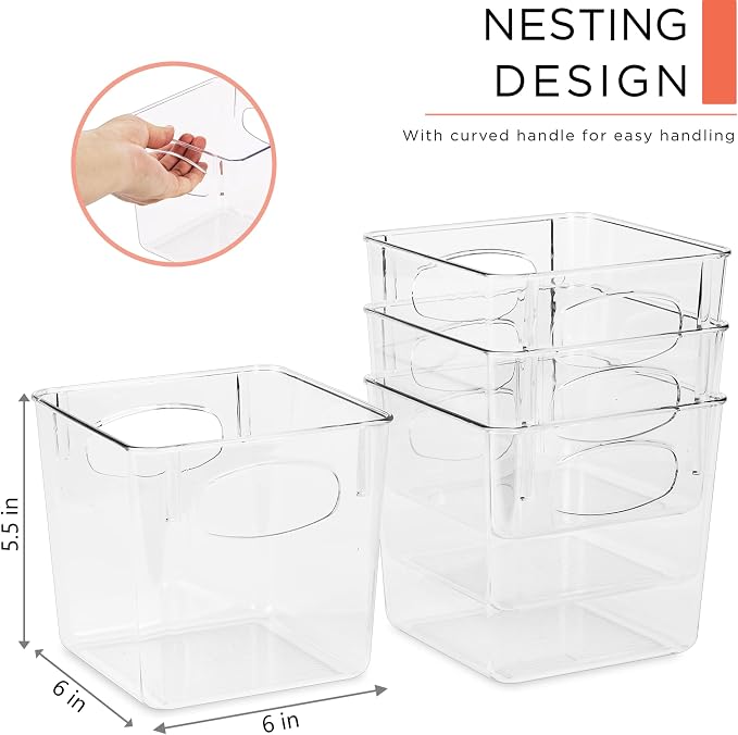 Sorbus Small Clear Plastic Storage Bins - Image 2