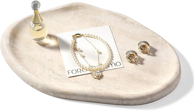 Koville Luxurious Natural Marble Vanity Tray, Cloud Shape Serving Stone Key Tray by Koville
