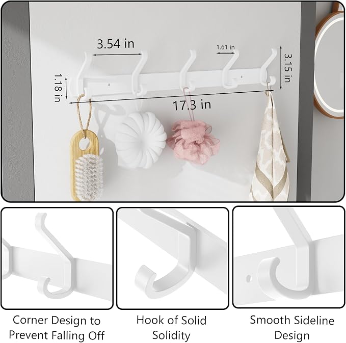 Coat Rack Wall Mount, 17.3 in Wall Hooks - Image 2