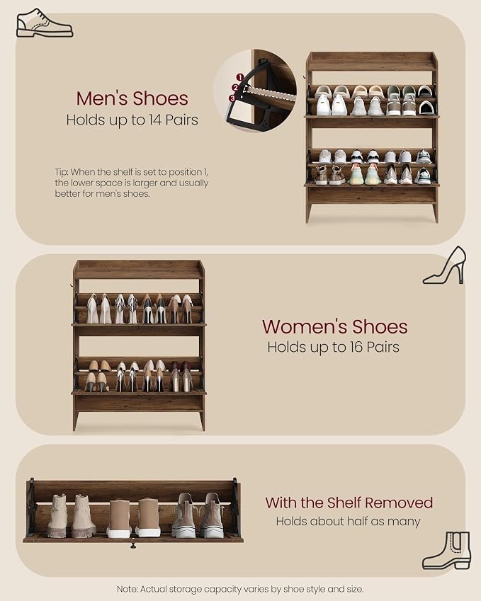 VASAGLE Shoe Storage Cabinet Organizer - Image 6