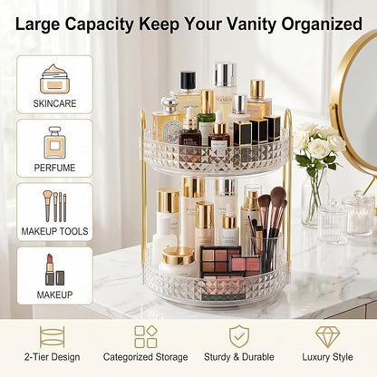 Fangoo 2 Tiers Clear Rotating Makeup Organizer - Image 8