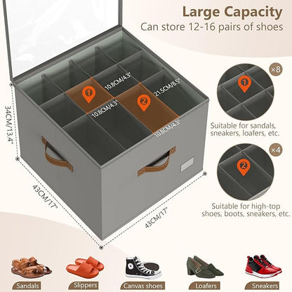 Vincona Shoe Organizer for Closet, 2 Pack Shoe Storage Bins Foldable Shoe - Image 2