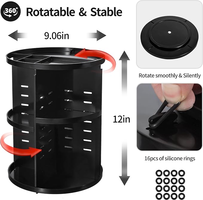360 Rotating Makeup Organizer, DIY Adjustable Spinning Holder, Foldable - Image 4