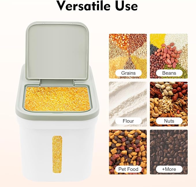 Large Storage Container 22lbs Rice Dispenser Large Rice Cereal Storage Flour - Image 2