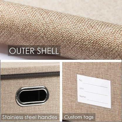 PRANDOM Storage Bins with Lids Jute Fabric Foldable Storage Boxes Organizer - Image 4
