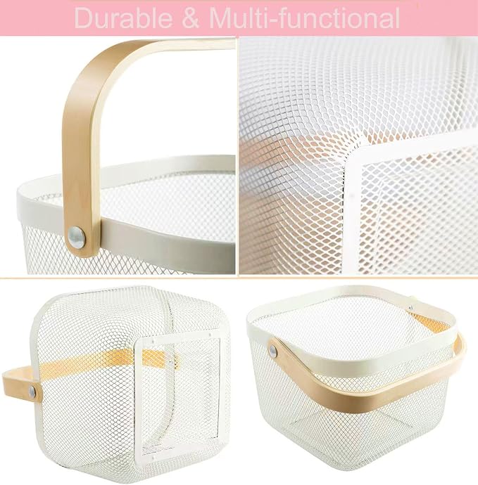 AJIODA Metal Mesh Steel Basket, Storage Organizer Basket Multi-functional - Image 3