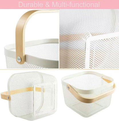 AJIODA Metal Mesh Steel Basket, Storage Organizer Basket Multi-functional - Image 3