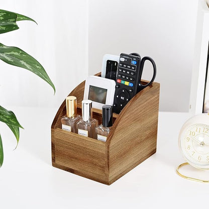 OKSQW Rustic Vintage Wooden Desk Organizer Farmhouse Wood Remote Control Caddy - Image 7