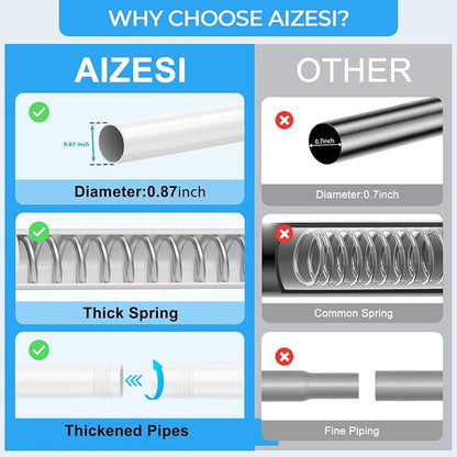 AIZESI 2PCS Small Tension Curtain Rod 16-26 Inch Adjustable White Curtain Rods - Image 4