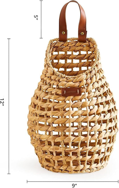 Woven Front Door Basket Water Hyacinth Wall Hanging Basket Decorative Boho - Image 3