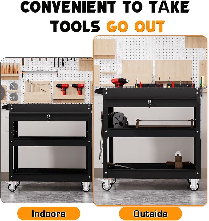 3 Tier Tool Cart on Wheels - Image 4