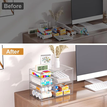 Stackable Storage Drawers, Acrylic Organizers, 7 Drawers | Makeup Organizer - Image 5