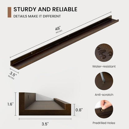 Picture Ledge Shelf, Floating Shelves Set of 2, 48 Inches Solid Wood Nursery - Image 3