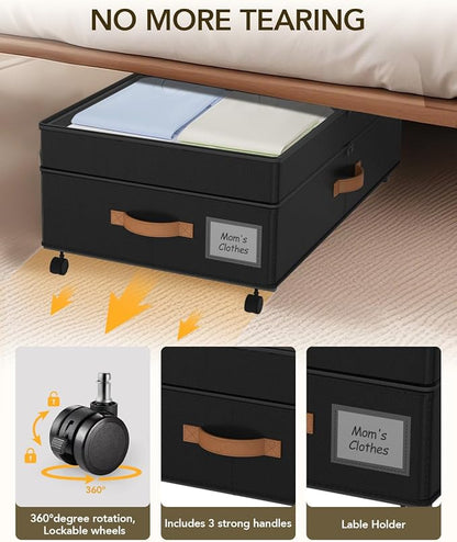Under Bed Storage with Wheels, 10 inches Under Bed Storage Containers, 65L XXL - Image 5