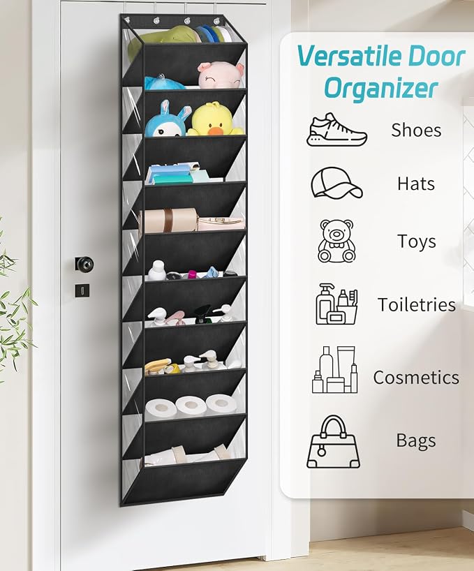 AOODA 10 Tier Clear Over the Door Shoe Organizer Storage, Deep Pockets Large - Image 7
