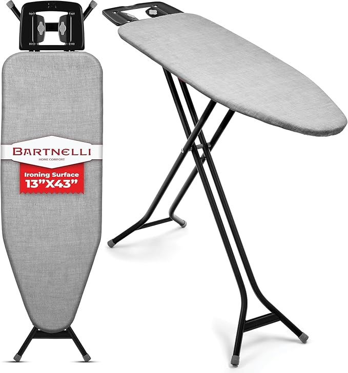 Bartnelli Extreme Stability Ironing Board 43x13 Upgraded Heavy-Duty Metal Frame by Bartnelli
