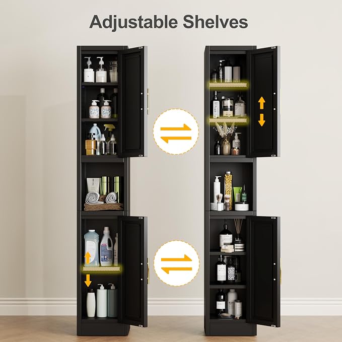 Ckzbx Tall Narrow Storage Cabinet 66.93" H Tall Bathroom Cabinets Metal Pantry - Image 7