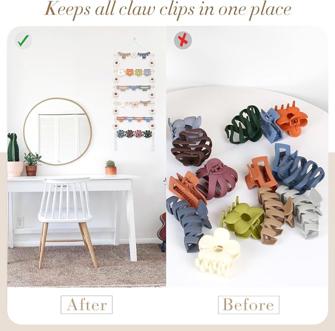 SNOWSTAR Flower Hair Claw Clip Organizer, Hanging Hair Clip Holder and Storage - Image 6