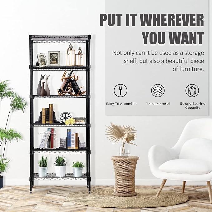 NChanmar 6-Tier Wire Shelving Unit Storage Shelves Metal Shelves 60"x23"x13" - Image 6
