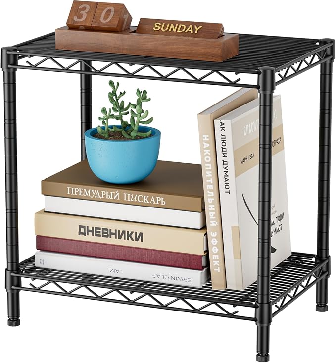 SINGAYE Bookshelf Shelves Bookcase Shelf 2 Tier Wire Shelving Adjustable | by SINGAYE