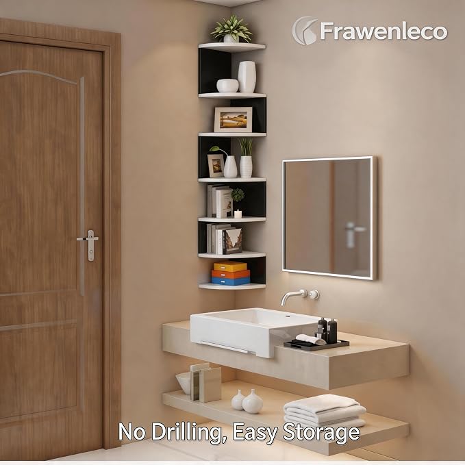 No-Drill Corner Shelf Wall Mount, 7-Tier Floating Corner Bookshelf - Image 6