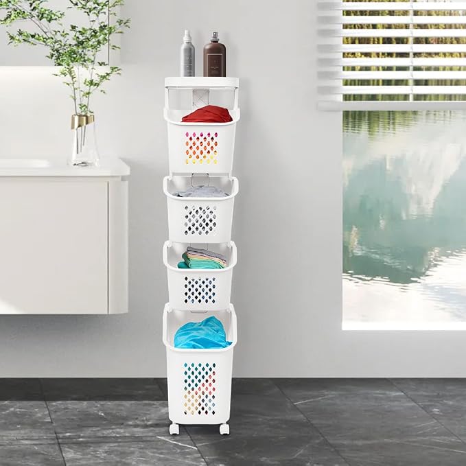 4-Tier Laundry Basket Holder, Utility Laundry Basket - Image 3