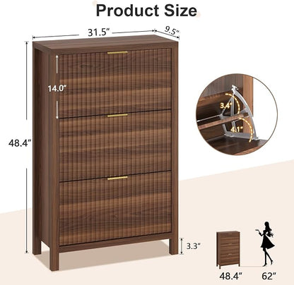32" Fluted Shoe Cabinet Storage - Image 2
