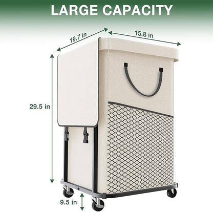 40 Gal Laundry Basket with Lid, Rolling Laundry Hamper with Wheels, Dirty - Image 6