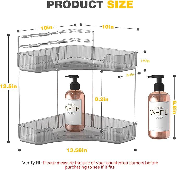 2-Tier Corner Bathroom Counter Organizer - Image 2