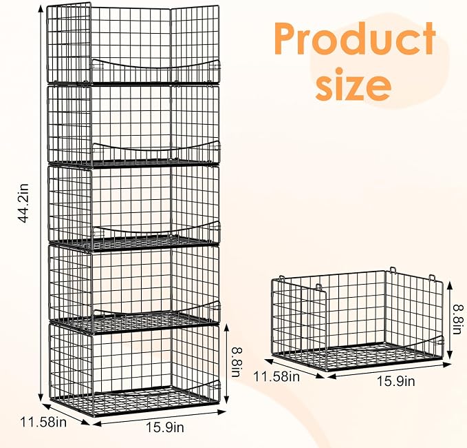 Hongtamoya 5-Tier Stackable Closet Organizers and Storage Shelves, Extend - Image 3