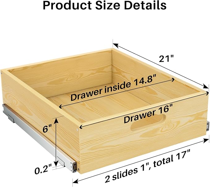Pull Out Cabinet Organizer, Soft Close Slide Out Solid Wooden Drawers, Heavy - Image 2