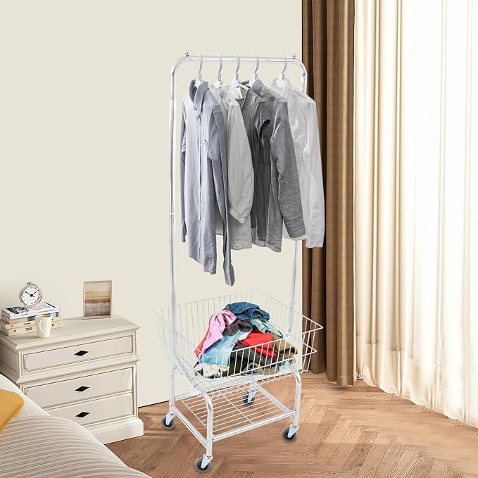 Heavy Duty Steel Wire Laundry Cart, Laundry Basket - Image 3