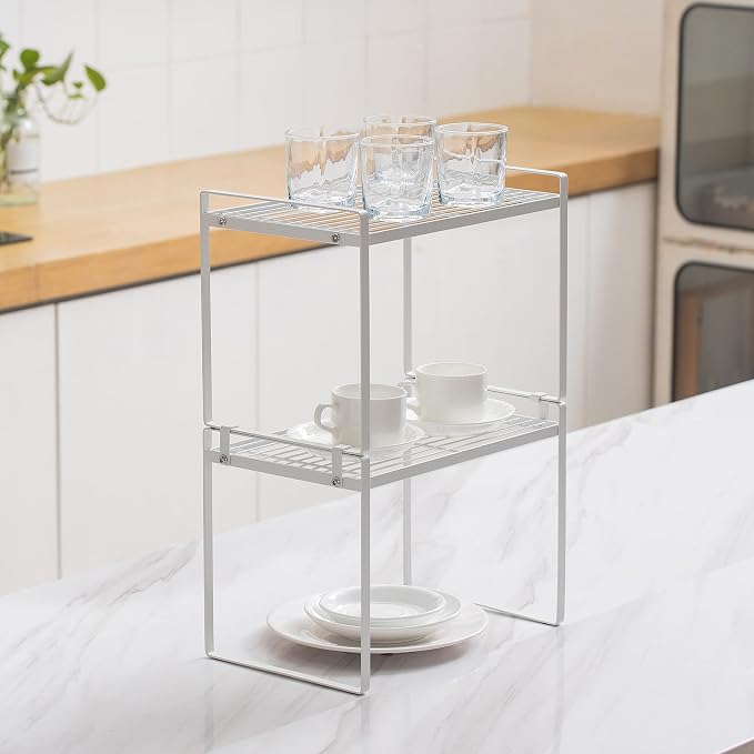 2Pack Kitchen Cabinet Shelf Counter Organizer Rack Pantry Storage Bathroom - Image 2