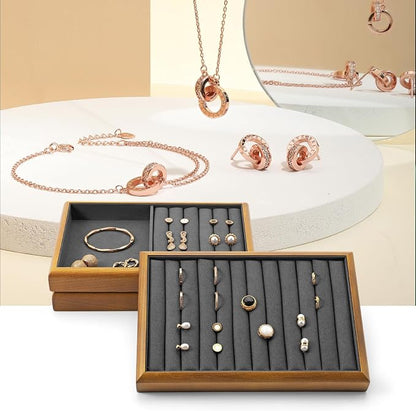 Oirlv Solid Wood Multifunctional Ring Earrings Studs Bangle Jewelry Organizer - Image 2