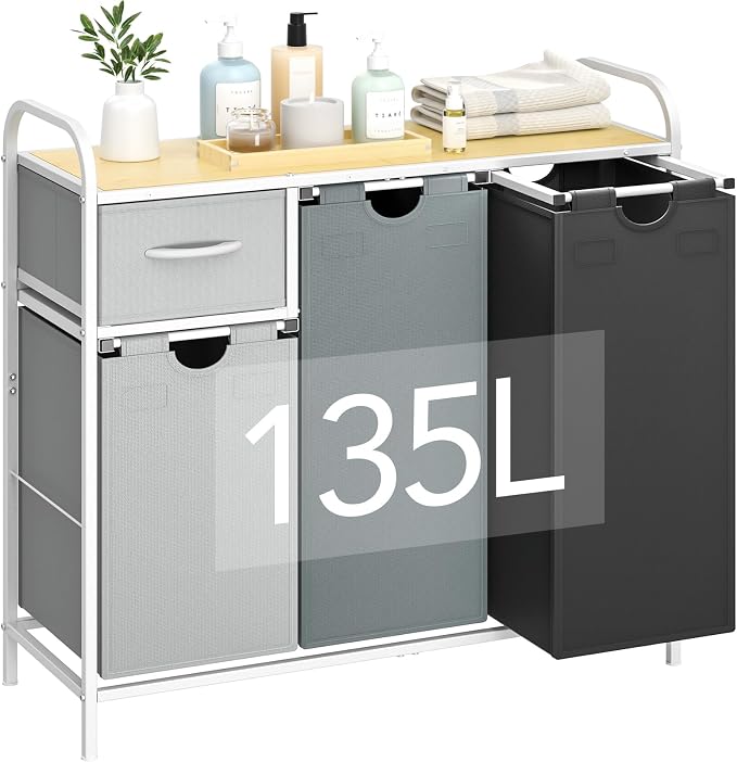 Yecaye Laundry Sorter 3 Section, Laundry Hamper by Yecaye
