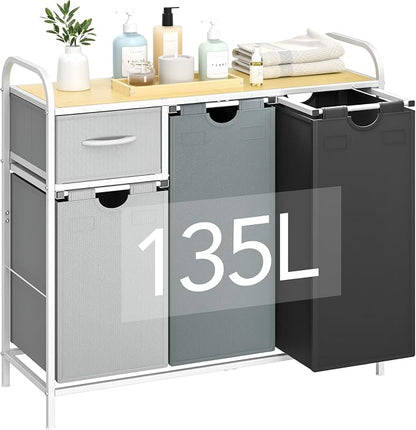 Yecaye Laundry Sorter 3 Section, Laundry Hamper by Yecaye