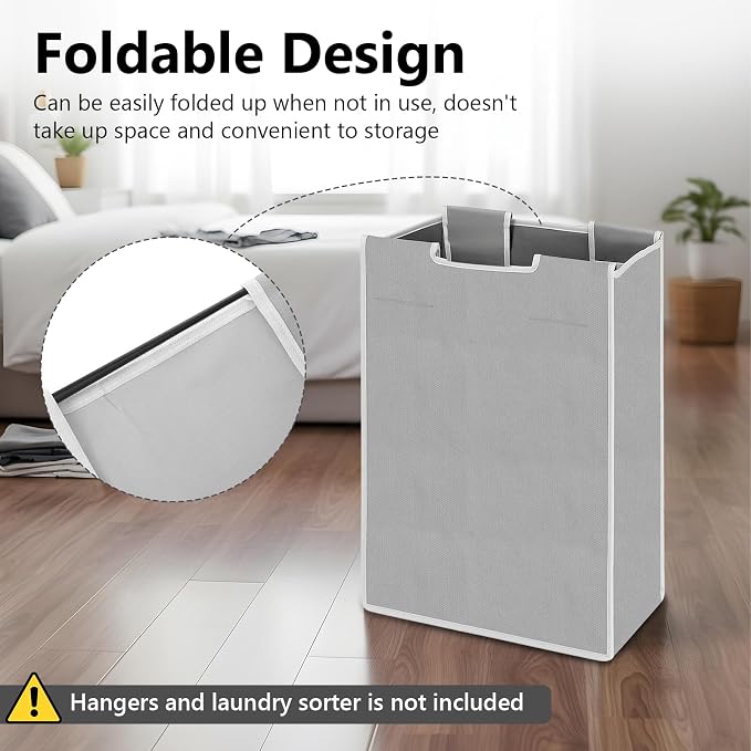3 Pack Large Laundry Sorter Replacement Bags, Light Gray, 600D Oxford Cloth - Image 4