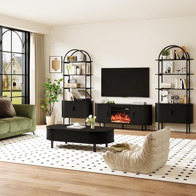 BREEZEHEAT 71" Tall Fluted Arched Bookshelf, Modern Bookshelf - Image 7